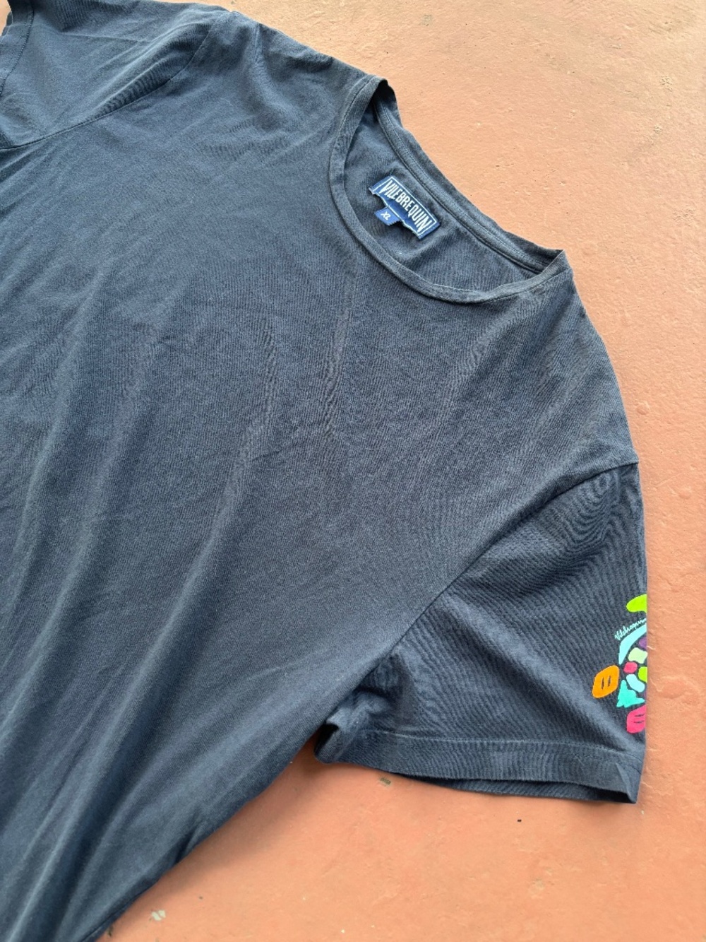 Vilebrequin Shirt Mens XL Blue Turtle Logo Short Sleeve Cotton Crewneck Tee euc